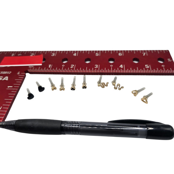 Pierced Earrings Lot 5 Pairs Tiny Stud Plastic Posts Hearts Snakes SKU 2804 - Picture 4 of 9